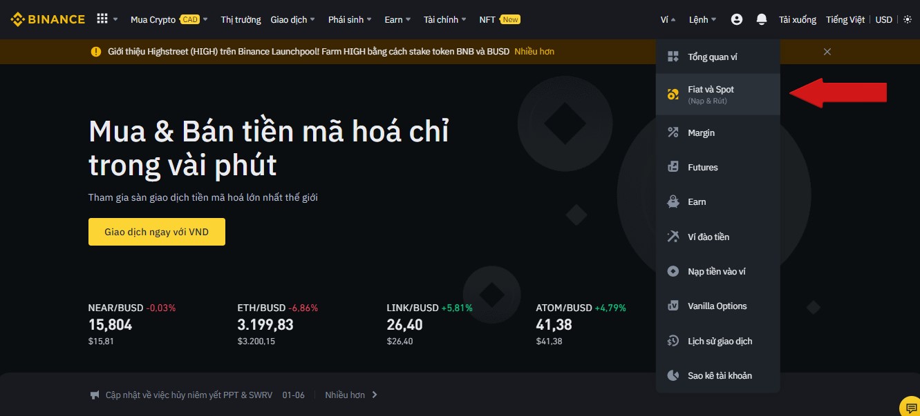 Vào trang chủ của Binance