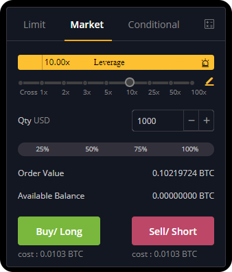 đặt lệnh market trên sàn bybit