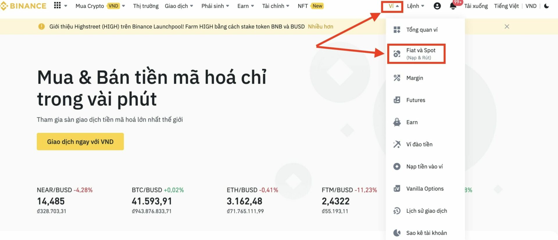 Giao diện Binance